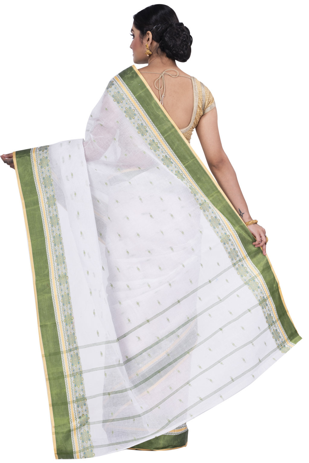 Green Pure Cotton VelvetPar_tant Tant Saree (700)